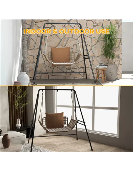 Outsunny Hammock Chair Stand, Hanging Heavy Duty Metal Frame Hammock Stand for Hanging Hammock Air Porch Swing Chair, Egg Chair,