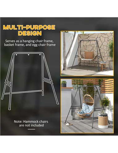 Outsunny Hammock Chair Stand, Hanging Heavy Duty Metal Frame Hammock Stand for Hanging Hammock Air Porch Swing Chair, Egg Chair,