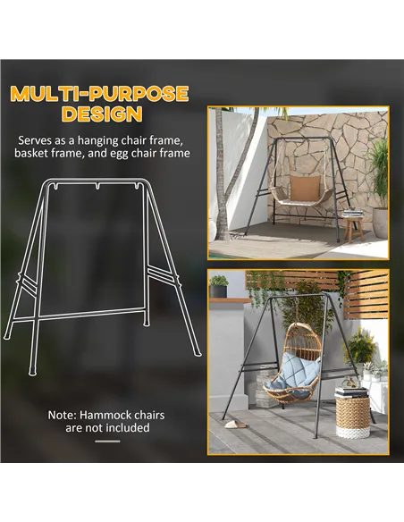 Outsunny Hammock Chair Stand, Hanging Heavy Duty Metal Frame Hammock Stand for Hanging Hammock Air Porch Swing Chair, Egg Chair,