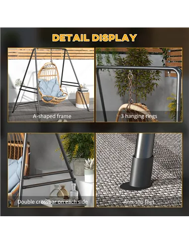 Outsunny Hammock Chair Stand, Hanging Heavy Duty Metal Frame Hammock Stand for Hanging Hammock Air Porch Swing Chair, Egg Chair,