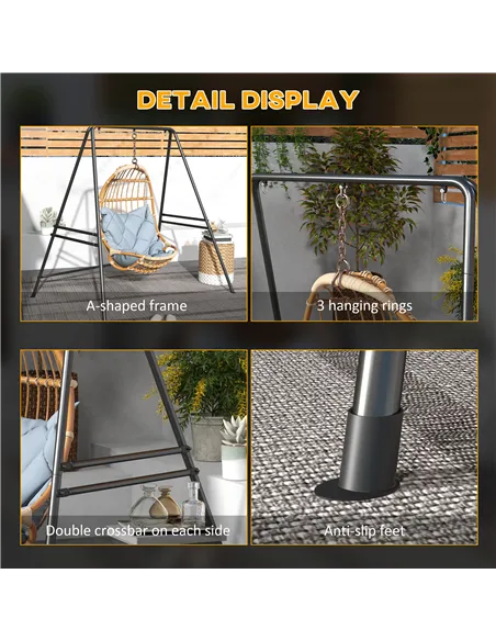 Outsunny Hammock Chair Stand, Hanging Heavy Duty Metal Frame Hammock Stand for Hanging Hammock Air Porch Swing Chair, Egg Chair,