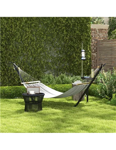 Outsunny 9.4ft Hammock Stand with Side Tray Stand, Steel Frame Hammock Net Stand, for String-style, Brazilian-style, Flat-style,