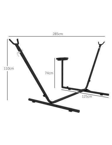 Outsunny 9.4ft Hammock Stand with Side Tray Stand, Steel Frame Hammock Net Stand, for String-style, Brazilian-style, Flat-style,