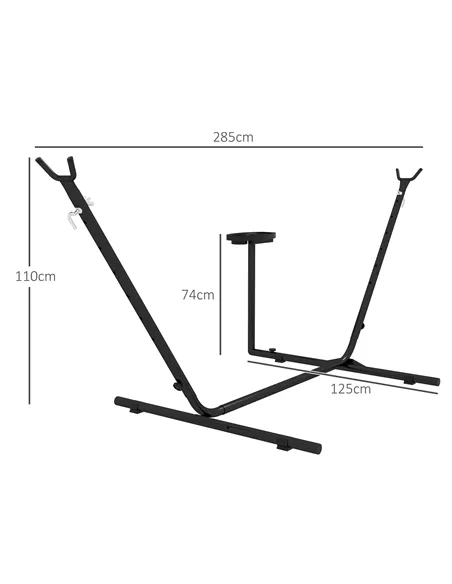 Outsunny 9.4ft Hammock Stand with Side Tray Stand, Steel Frame Hammock Net Stand, for String-style, Brazilian-style, Flat-style,