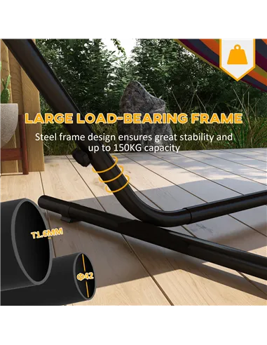 Outsunny 9.4ft Hammock Stand with Side Tray Stand, Steel Frame Hammock Net Stand, for String-style, Brazilian-style, Flat-style,