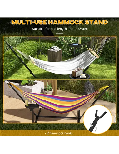 Outsunny 9.4ft Hammock Stand with Side Tray Stand, Steel Frame Hammock Net Stand, for String-style, Brazilian-style, Flat-style,
