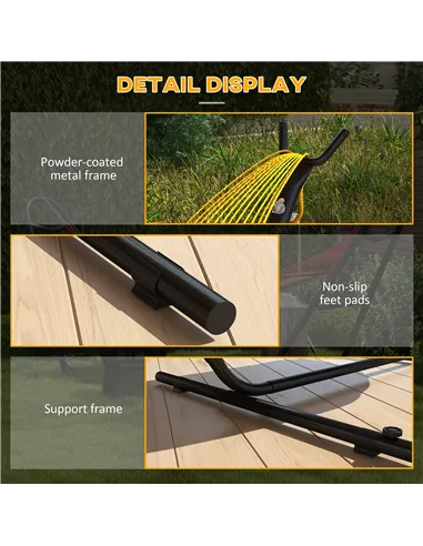 Outsunny 9.4ft Hammock Stand with Side Tray Stand, Steel Frame Hammock Net Stand, for String-style, Brazilian-style, Flat-style,