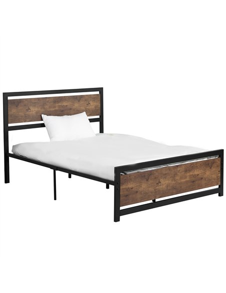 HOMCOM Double Size Metal Bed Frame with Headboard & Footboard, Strong Slat Support Full Bed Frame w/ Underbed Storage Space, Bed