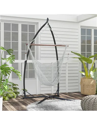 Outsunny Hammock Chair Stand, Hanging Heavy Duty Metal Frame Hammock Stand with Chain, for Hanging Hammock Air Porch Swing Chair