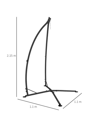 Outsunny Hammock Chair Stand, Hanging Heavy Duty Metal Frame Hammock Stand with Chain, for Hanging Hammock Air Porch Swing Chair