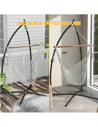 Outsunny Hammock Chair Stand, Hanging Heavy Duty Metal Frame Hammock Stand with Chain, for Hanging Hammock Air Porch Swing Chair