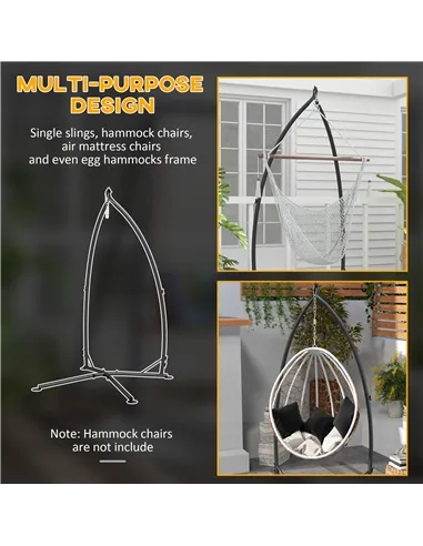 Outsunny Hammock Chair Stand, Hanging Heavy Duty Metal Frame Hammock Stand with Chain, for Hanging Hammock Air Porch Swing Chair