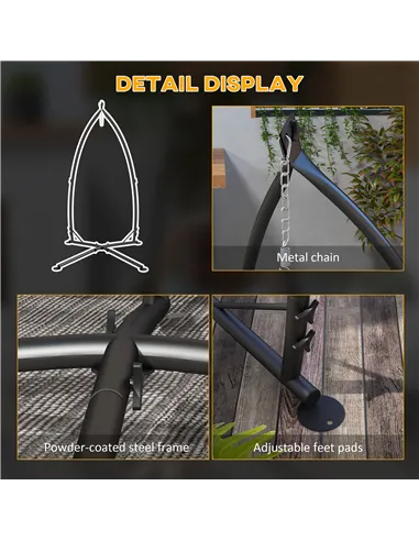 Outsunny Hammock Chair Stand, Hanging Heavy Duty Metal Frame Hammock Stand with Chain, for Hanging Hammock Air Porch Swing Chair