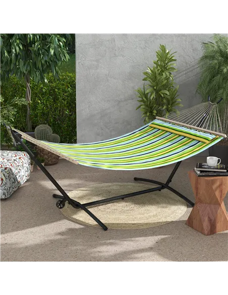 Outsunny 9.5ft Hammock Stand, Portable Hammock with Wheels, Adjustable Hammock Net Stand with Carry Bag, for String-style, Brazi