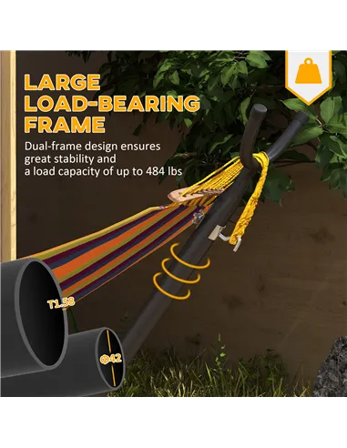 Outsunny 9.5ft Hammock Stand, Portable Hammock with Wheels, Adjustable Hammock Net Stand with Carry Bag, for String-style, Brazi