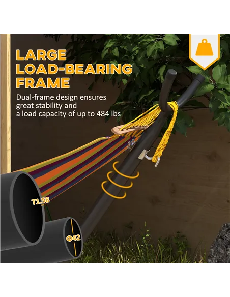 Outsunny 9.5ft Hammock Stand, Portable Hammock with Wheels, Adjustable Hammock Net Stand with Carry Bag, for String-style, Brazi