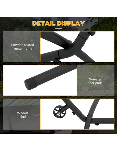 Outsunny 9.5ft Hammock Stand, Portable Hammock with Wheels, Adjustable Hammock Net Stand with Carry Bag, for String-style, Brazi