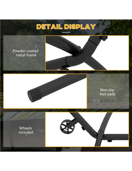 Outsunny 9.5ft Hammock Stand, Portable Hammock with Wheels, Adjustable Hammock Net Stand with Carry Bag, for String-style, Brazi