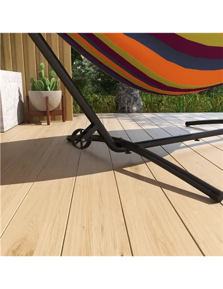 Outsunny 9.5ft Hammock Stand, Portable Hammock with Wheels, Adjustable Hammock Net Stand with Carry Bag, for String-style, Brazi