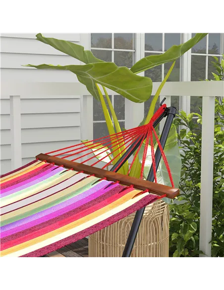 Outsunny Foldable Hammock Stand, Portable Hammock with Metal Frame, 2 in 1 Hammock Net Stand, Hammock Chair Stand with Carry Bag