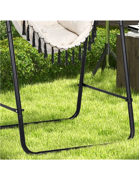 Outsunny Hammock Chair with Stand, Hammock Swing Chair with Cushion, Cream White