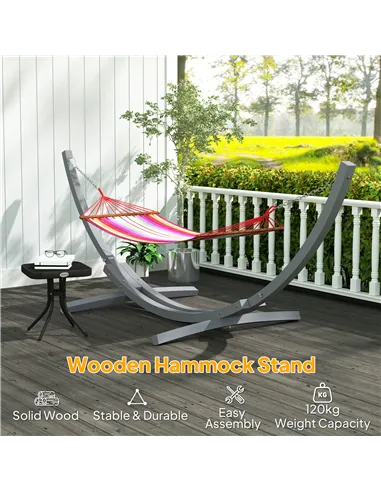 Outsunny 3.25m Wooden Hammock Stand Universal Fit Garden Picnic Camp Accessories, Grey
