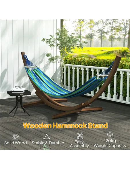 Outsunny 3.25m Wooden Hammock Stand Universal Fit Garden Picnic Camp Accessories, Brown