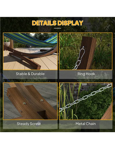 Outsunny 3.25m Wooden Hammock Stand Universal Fit Garden Picnic Camp Accessories, Brown