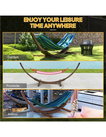 Outsunny 3.25m Wooden Hammock Stand Universal Fit Garden Picnic Camp Accessories, Brown