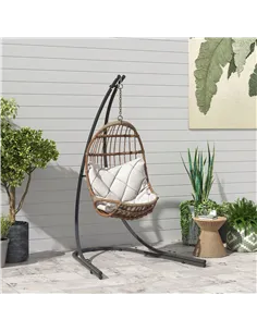Outsunny Hammock Chair Stand Only, Hanging Chair Stand with Extra Large Base, Heavy Duty Metal Single Hammock Egg Swing Frame fo 2