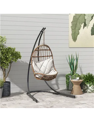 Outsunny Hammock Chair Stand Only, Hanging Chair Stand with Extra Large Base, Heavy Duty Metal Single Hammock Egg Swing Frame fo