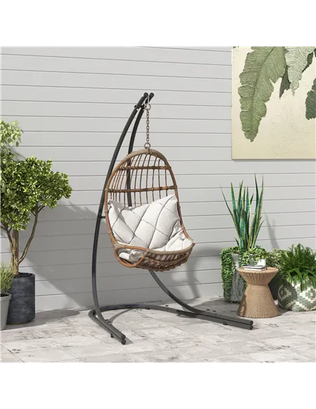 Outsunny Hammock Chair Stand Only, Hanging Chair Stand with Extra Large Base, Heavy Duty Metal Single Hammock Egg Swing Frame fo
