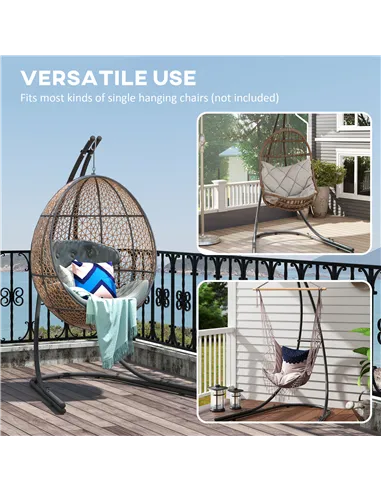 Outsunny Hammock Chair Stand Only, Hanging Chair Stand with Extra Large Base, Heavy Duty Metal Single Hammock Egg Swing Frame fo