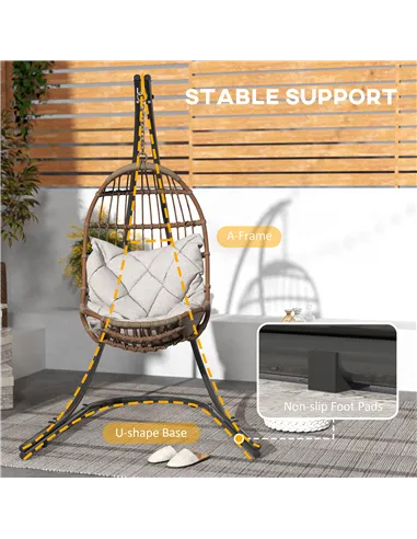 Outsunny Hammock Chair Stand Only, Hanging Chair Stand with Extra Large Base, Heavy Duty Metal Single Hammock Egg Swing Frame fo