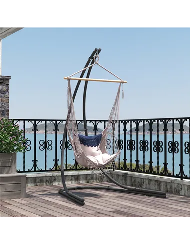 Outsunny Hammock Chair Stand Only, Hanging Chair Stand with Extra Large Base, Heavy Duty Metal Single Hammock Egg Swing Frame fo