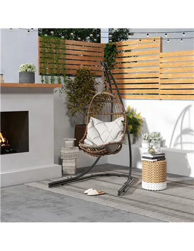 Outsunny Hammock Chair Stand Only, Hanging Chair Stand with Extra Large Base, Heavy Duty Metal Single Hammock Egg Swing Frame fo