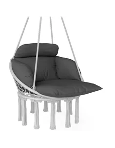 Outsunny Hanging Chair Outdoor Hammock Chair with Soft Cushion, Cotton Rope Boho Style Swing Chair, Hanging Garden Swing Seat fo