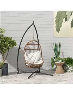 Outsunny Hammock Chair Stand Only, Hanging Chair Stand with X-Shape Base, Heavy Duty Steel Single Hammock Egg Swing Frame for In 2