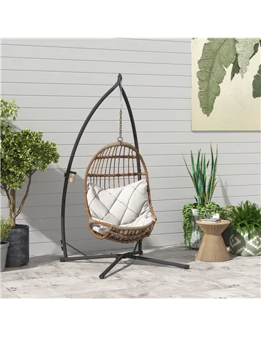 Outsunny Hammock Chair Stand Only, Hanging Chair Stand with X-Shape Base, Heavy Duty Steel Single Hammock Egg Swing Frame for In