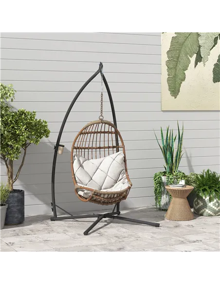 Outsunny Hammock Chair Stand Only, Hanging Chair Stand with X-Shape Base, Heavy Duty Steel Single Hammock Egg Swing Frame for In