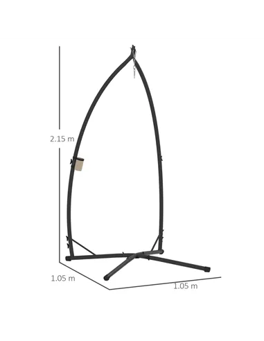 Outsunny Hammock Chair Stand Only, Hanging Chair Stand with X-Shape Base, Heavy Duty Steel Single Hammock Egg Swing Frame for In
