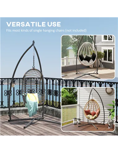 Outsunny Hammock Chair Stand Only, Hanging Chair Stand with X-Shape Base, Heavy Duty Steel Single Hammock Egg Swing Frame for In