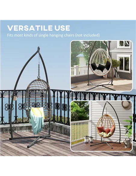 Outsunny Hammock Chair Stand Only, Hanging Chair Stand with X-Shape Base, Heavy Duty Steel Single Hammock Egg Swing Frame for In