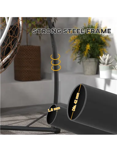 Outsunny Hammock Chair Stand Only, Hanging Chair Stand with X-Shape Base, Heavy Duty Steel Single Hammock Egg Swing Frame for In