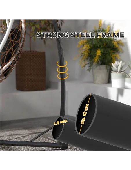 Outsunny Hammock Chair Stand Only, Hanging Chair Stand with X-Shape Base, Heavy Duty Steel Single Hammock Egg Swing Frame for In