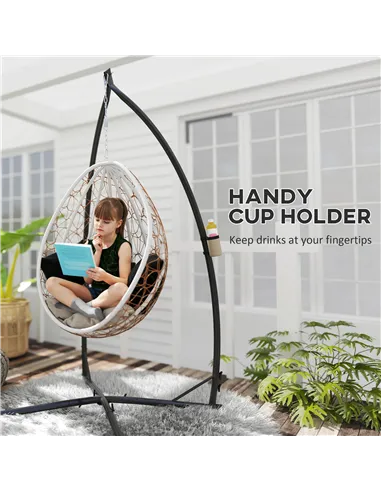 Outsunny Hammock Chair Stand Only, Hanging Chair Stand with X-Shape Base, Heavy Duty Steel Single Hammock Egg Swing Frame for In