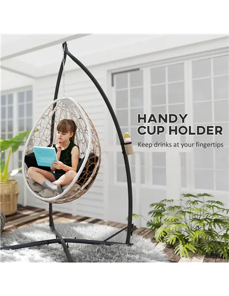 Outsunny Hammock Chair Stand Only, Hanging Chair Stand with X-Shape Base, Heavy Duty Steel Single Hammock Egg Swing Frame for In