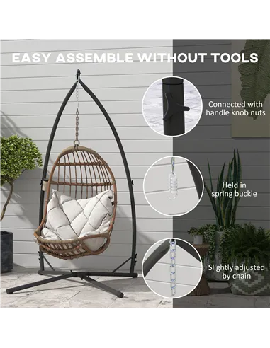 Outsunny Hammock Chair Stand Only, Hanging Chair Stand with X-Shape Base, Heavy Duty Steel Single Hammock Egg Swing Frame for In