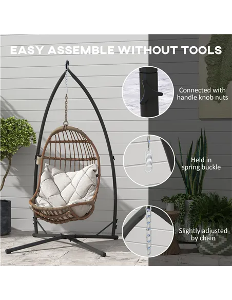 Outsunny Hammock Chair Stand Only, Hanging Chair Stand with X-Shape Base, Heavy Duty Steel Single Hammock Egg Swing Frame for In