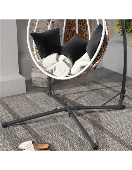 Outsunny Hammock Chair Stand Only, Hanging Chair Stand with X-Shape Base, Heavy Duty Steel Single Hammock Egg Swing Frame for In